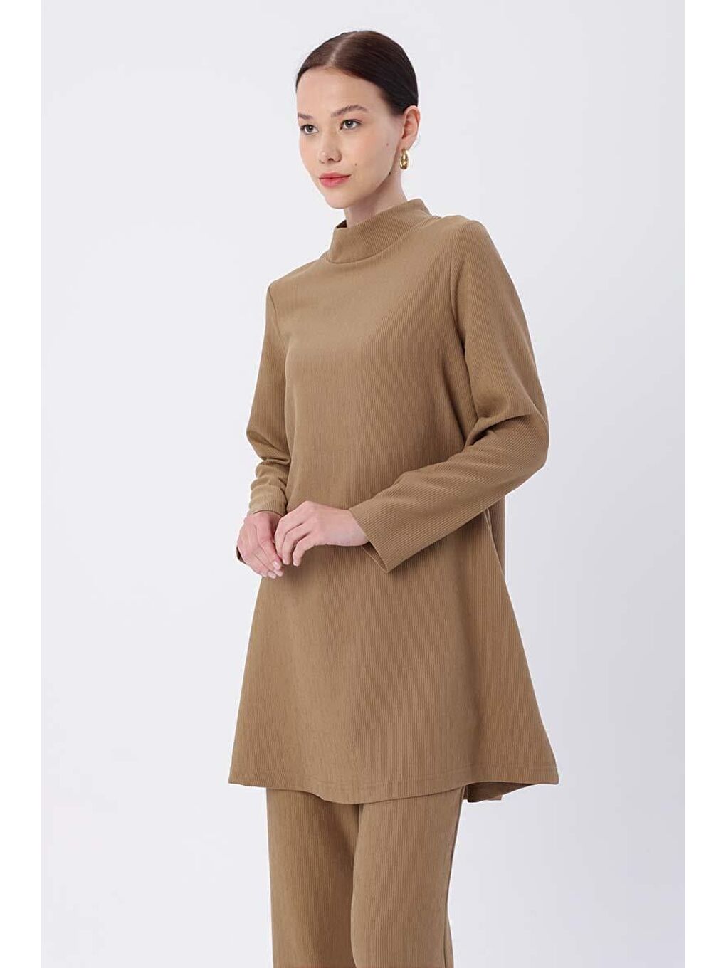 Bej Vizon-Balıkçı Yaka Pantolonlu Takım-4