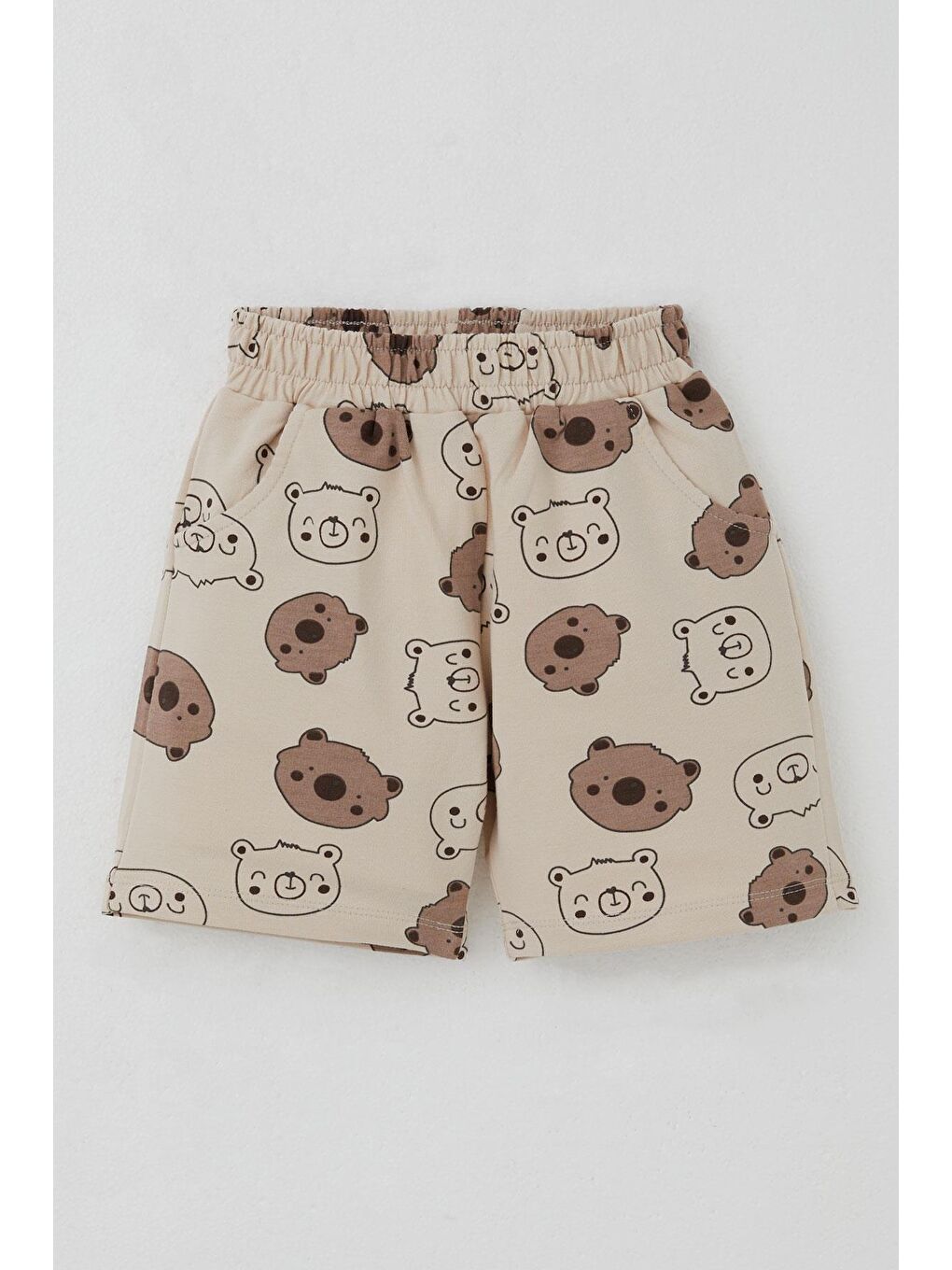 Erkek Bebek Şortlu Takım Havalı Ayıcık Baskılı Bej (9 Ay-3 Yaş)-4