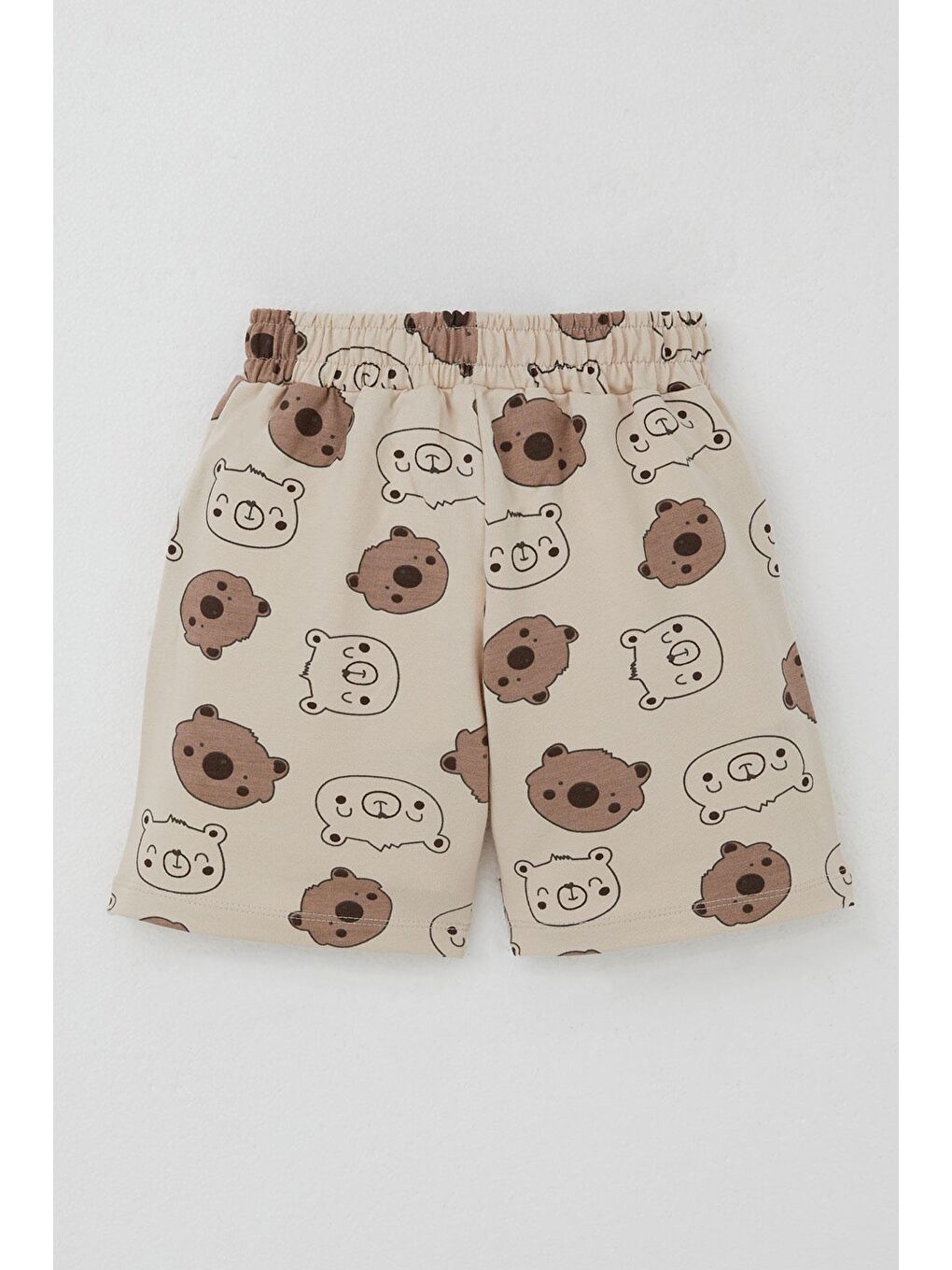 Erkek Bebek Şortlu Takım Havalı Ayıcık Baskılı Bej (9 Ay-3 Yaş)-6