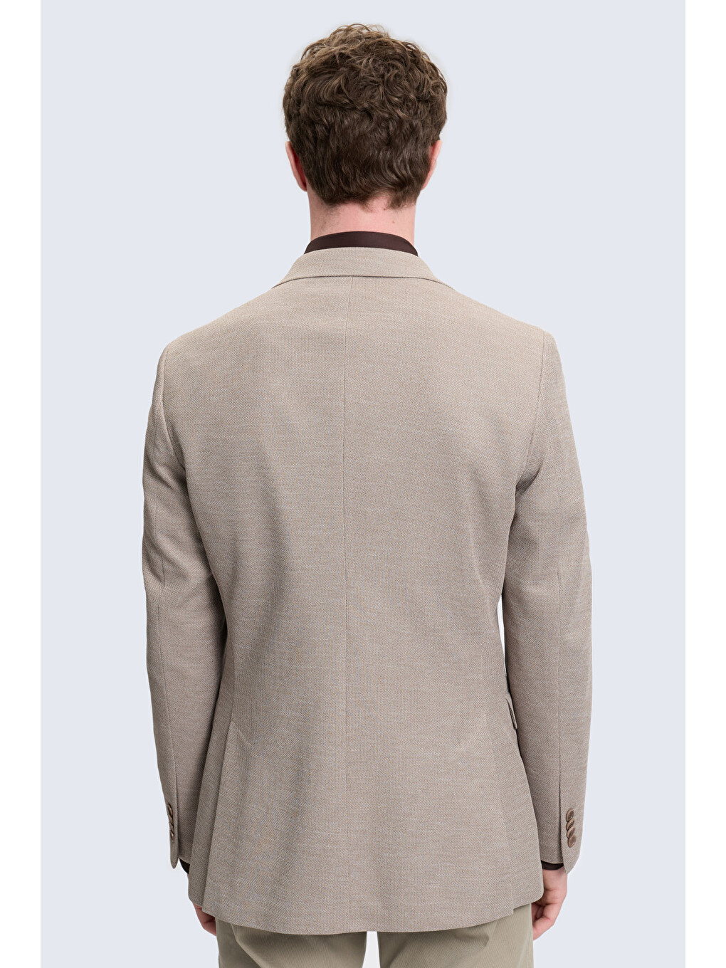 Bej Vizon Slim Fit Mono Yaka Klasik Ceket-4
