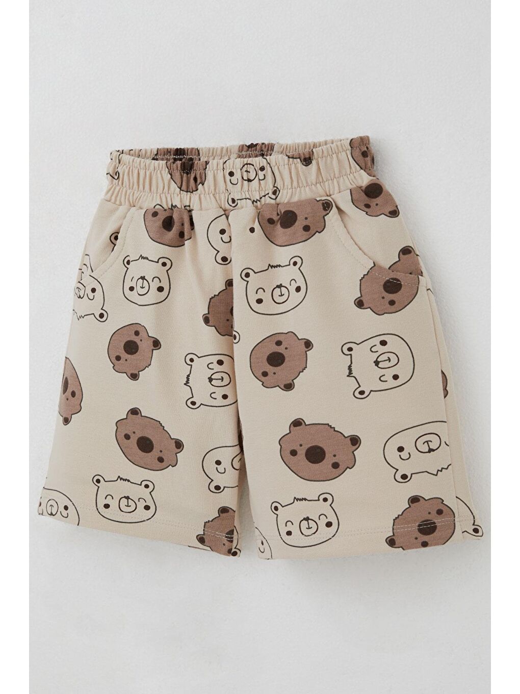 Erkek Bebek Şortlu Takım Havalı Ayıcık Baskılı Bej (9 Ay-3 Yaş)-8