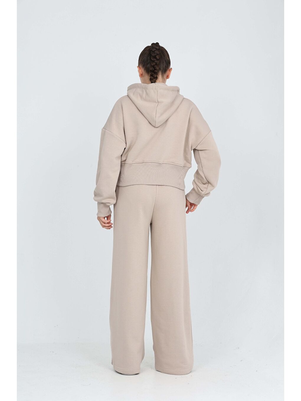 Bej Kız Çocuk Hırkalı Eşofman Takım-4