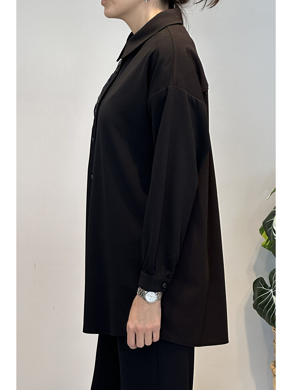 Deri Nakış Detay Tunik 19320 Siyah-2