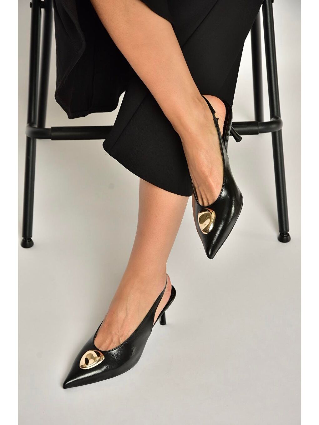 Siyah Kadın Topuklu Ayakkabı Y676020660-1