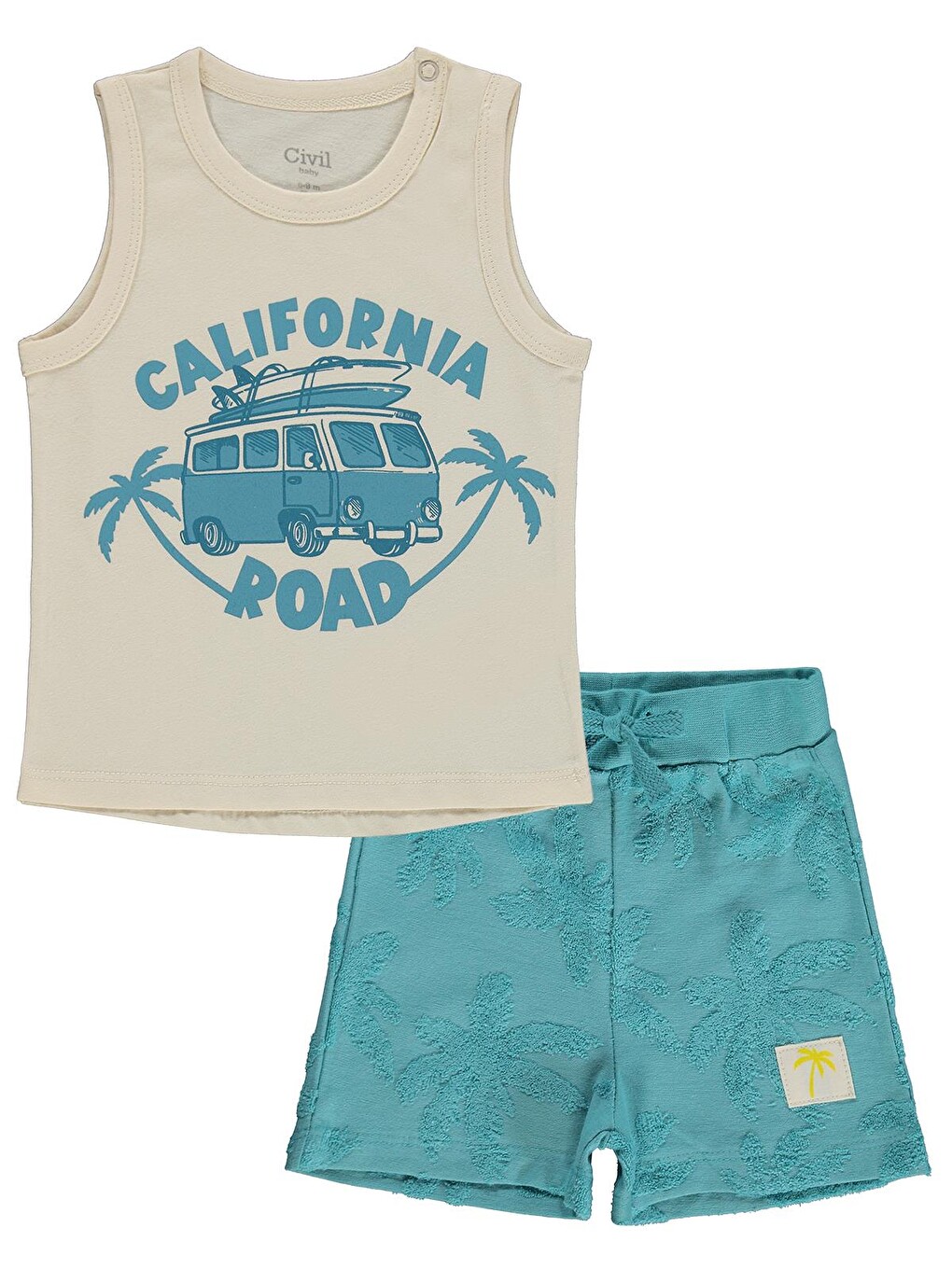Baby California Road Baskılı 6-18 Ay Takım - Bej-2