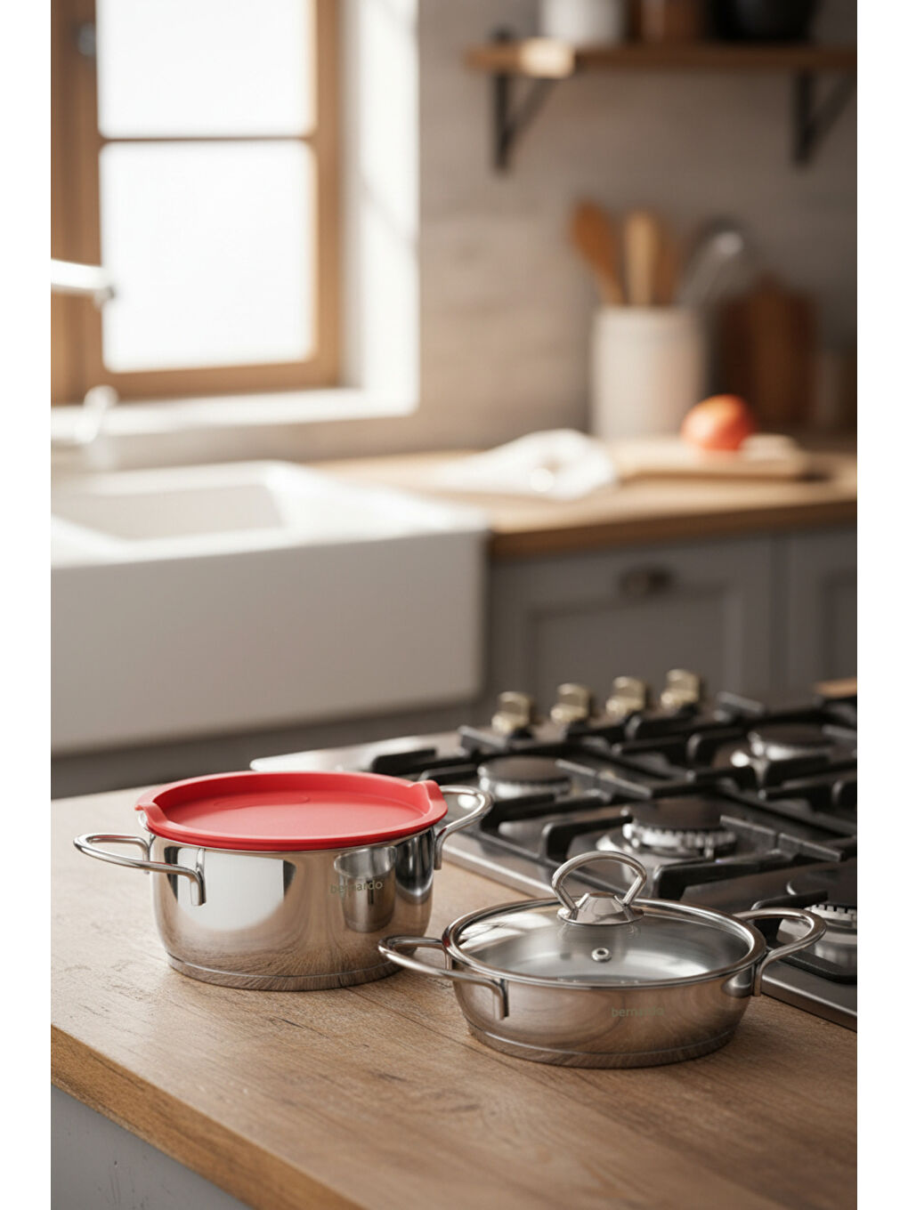 Gri Pera 4 Parça Pişir Sakla Tencere Seti-7