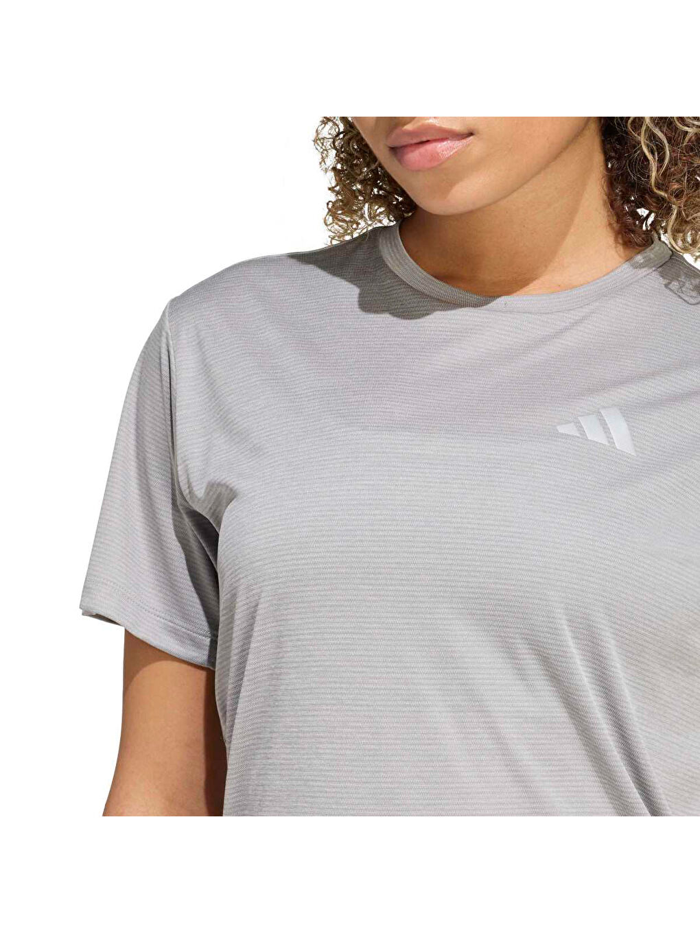 Running Essentials Kadın Gri Yuvarlak Yaka Tişört-1