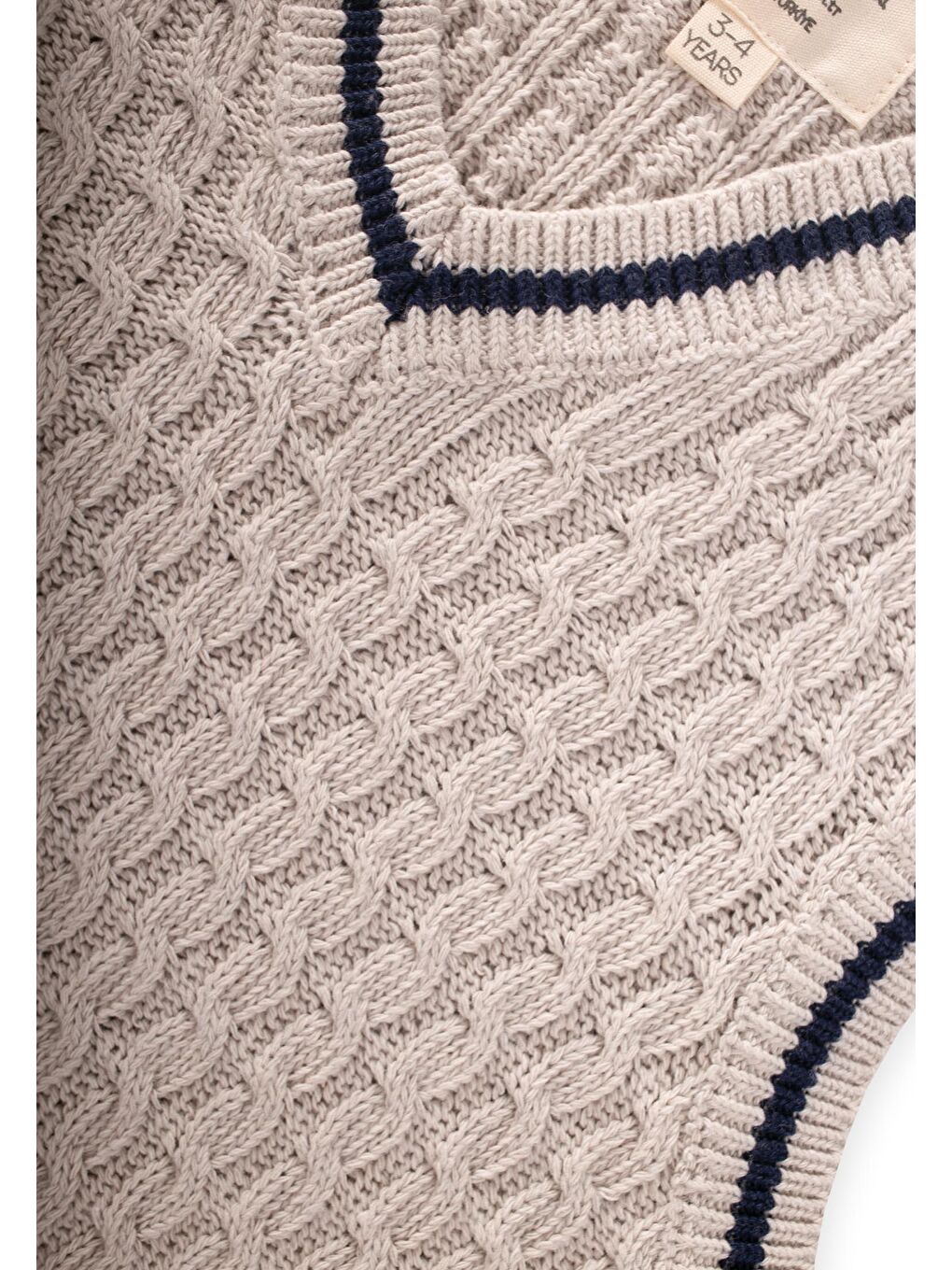 Bej Saş Örgü Triko Süveter 3-9 Yaş Taş-2