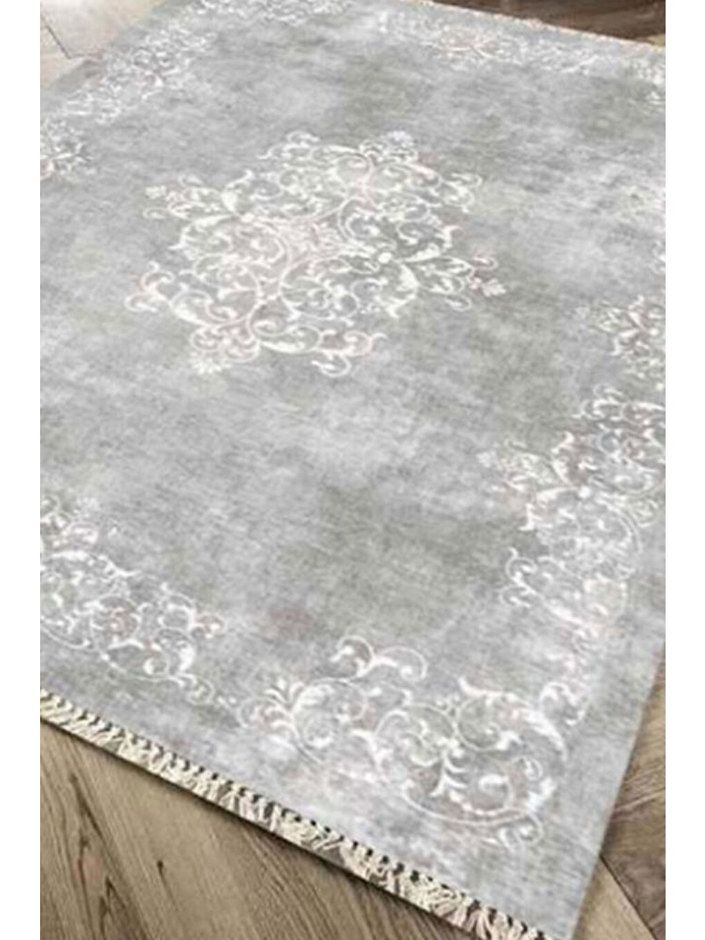 Kaymaz Taban Dijital Baskı Kadife Halı Alberta Gri 180x280 Cm-2