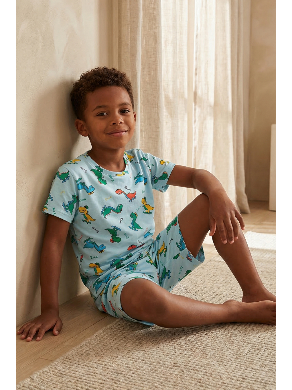 Karışık Dinozor Desenli Çocuk Şort Takım-3