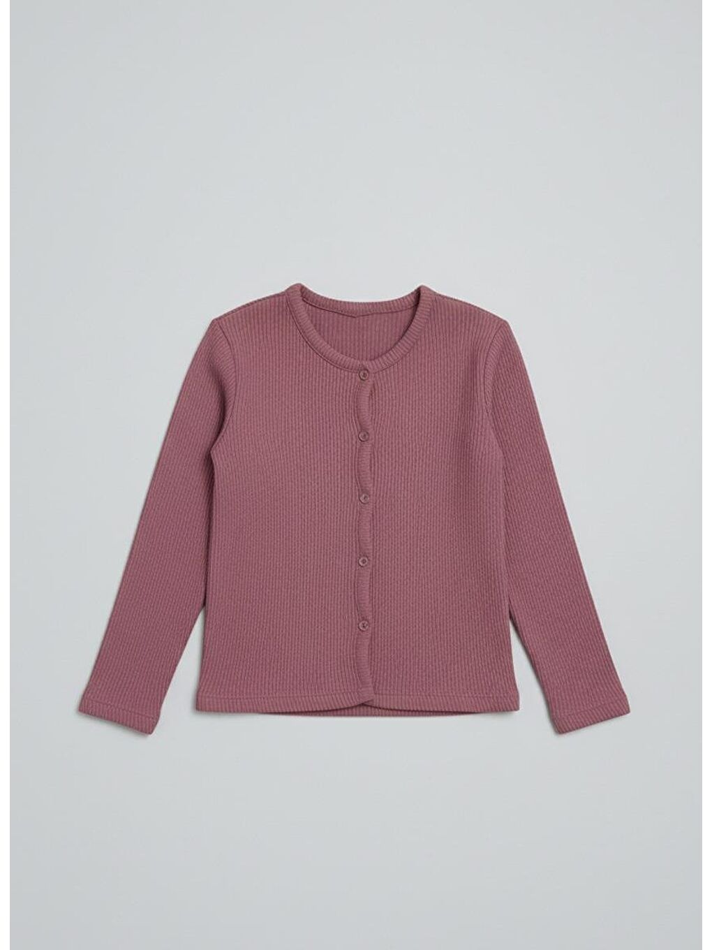 Bordo Kız Çocuk Fitilli %100 Pamuklu Düğmeli Hırka-3