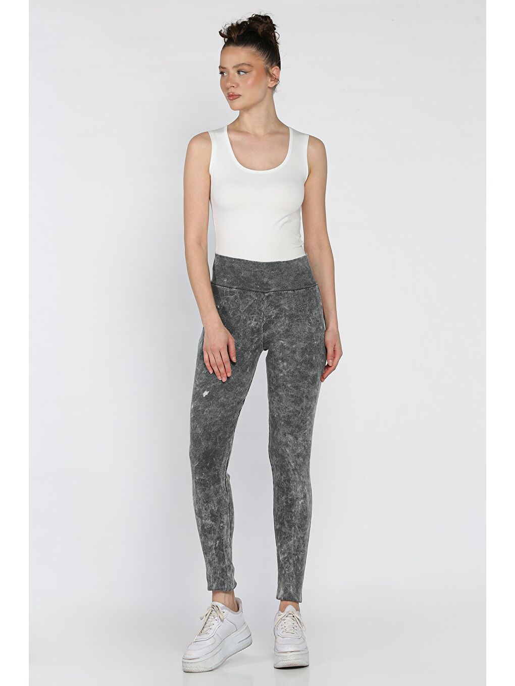 Gri Yıkamalı Kaşkorse Tayt ( M-l-xl Uyumludur)