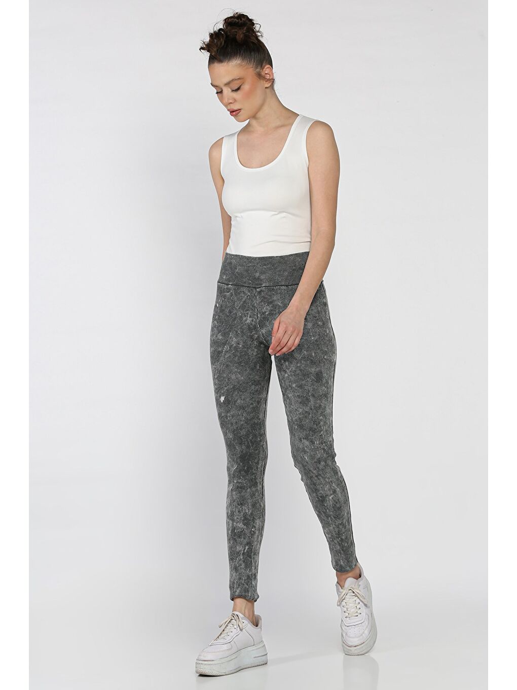Gri Yıkamalı Kaşkorse Tayt ( M-l-xl Uyumludur)-1