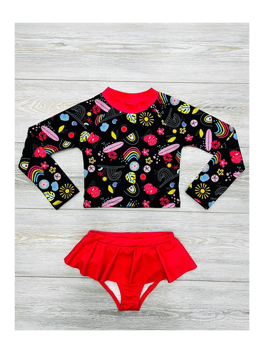 Kırmızı Baskı Detaylı Mayo Takımı