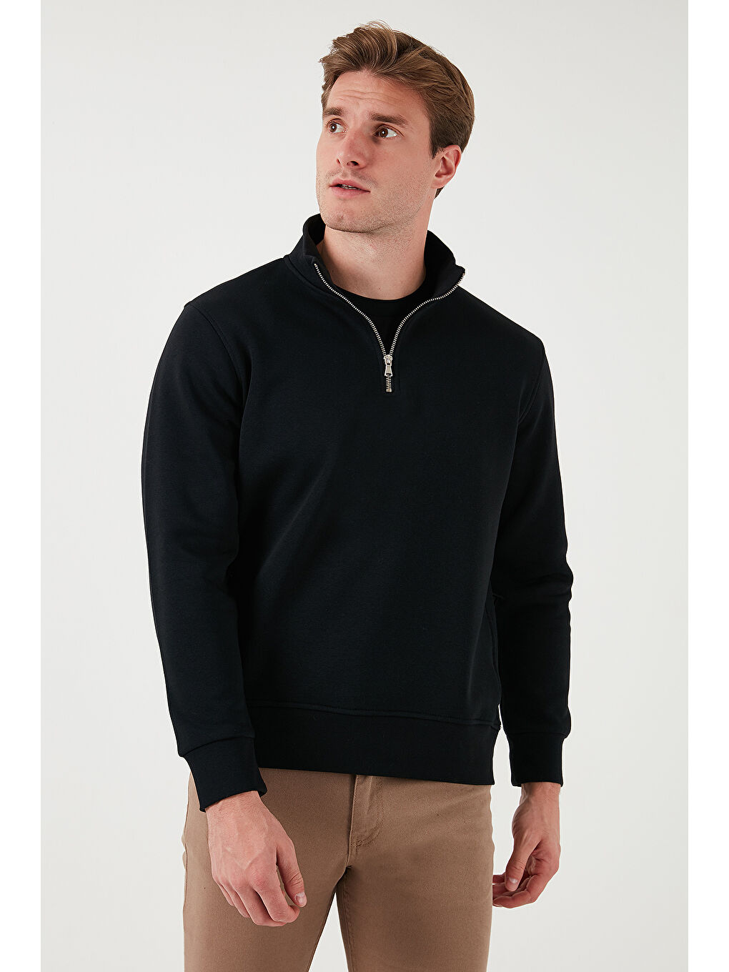 Lacivert Pamuklu Regular Fit Dik Yaka 2'li Paket Sweat 59052592S2-1