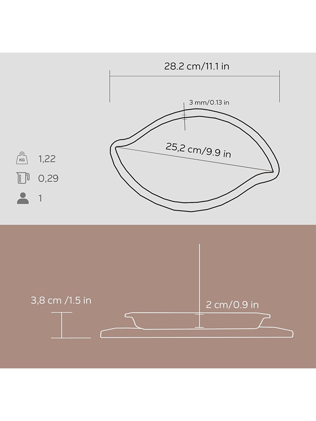Siyah Dikdörtgen Servis Tabağı ve Ahşap altlığı. Ölçü 15x26cm.-4