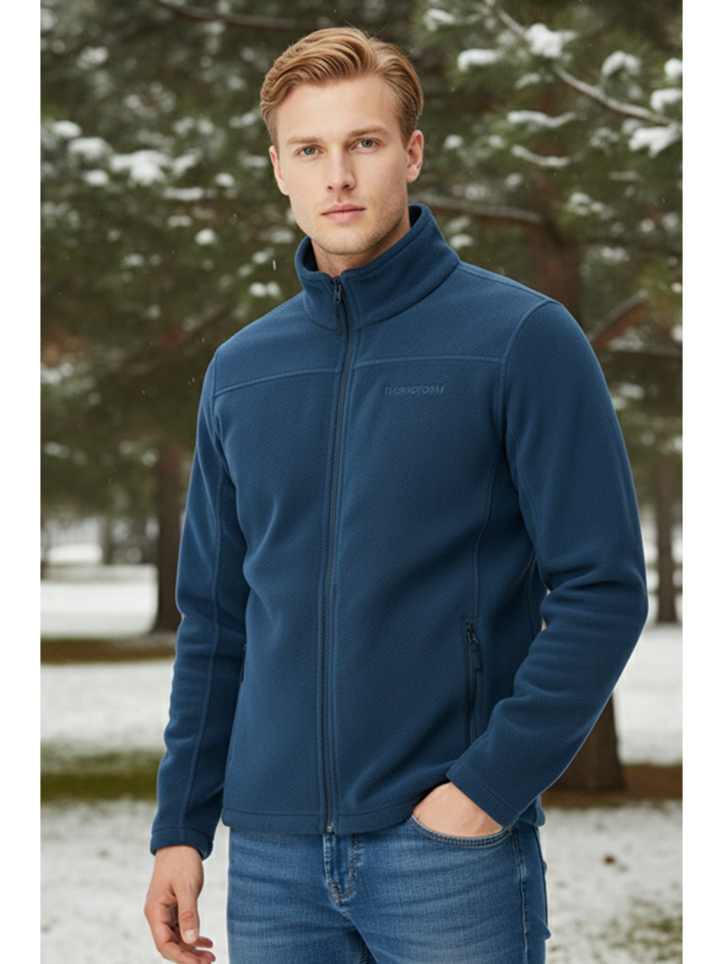 Petrol Erkek Polar Fermuarlı Sweatshirt-2