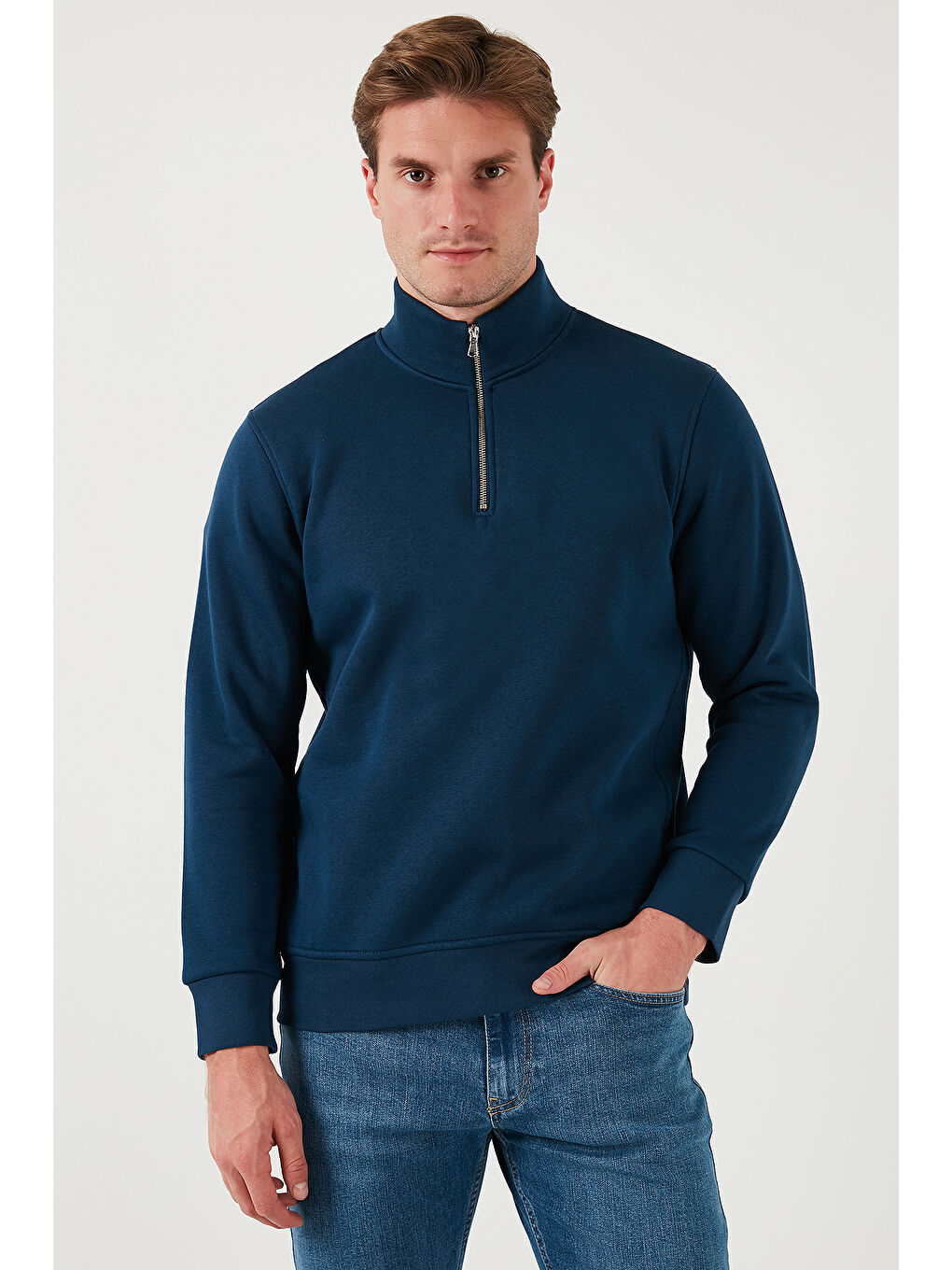 Lacivert Pamuklu Regular Fit Dik Yaka 2'li Paket Sweat 59052592S2-2