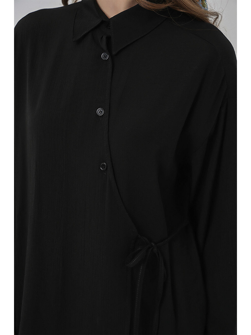 Kadın Bağcıklı Tunik Pantolon İkili Takım 6752 - Siyah-4