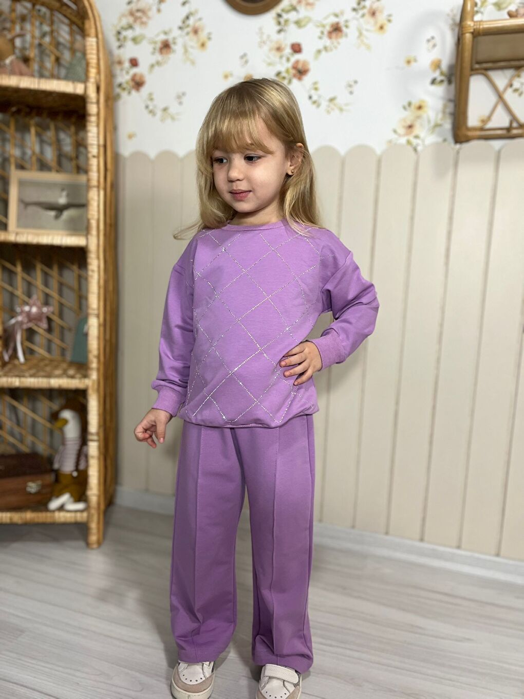Kız Çocuk Mor Alt Üst Eşofman Takım-1