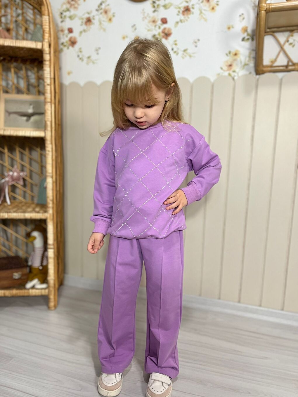 Kız Çocuk Mor Alt Üst Eşofman Takım-2
