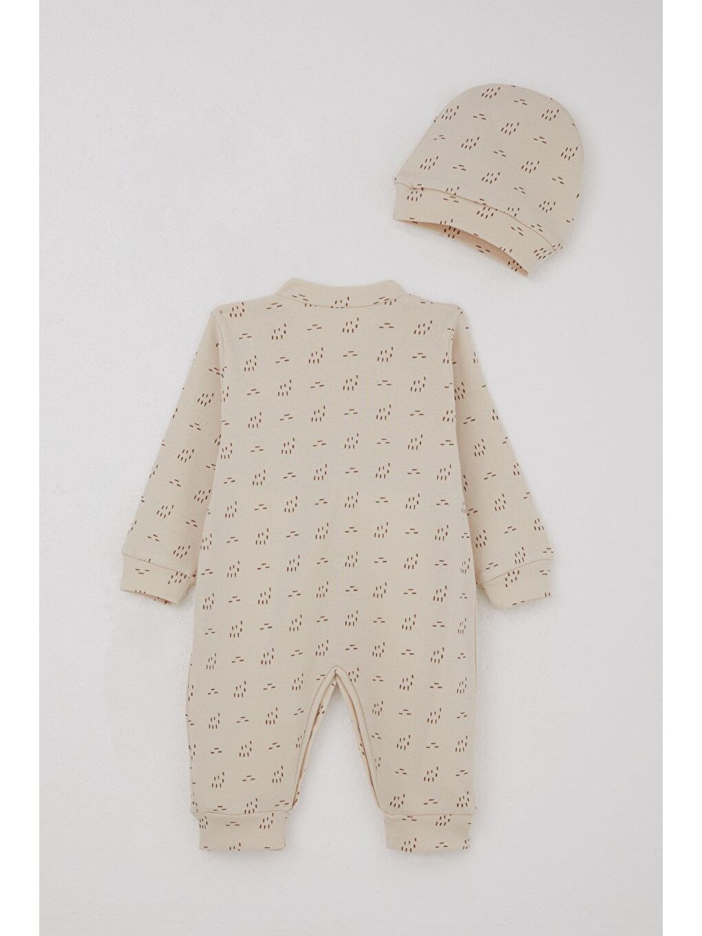 Erkek Bebek Tulum Desenli Bej (0-6 Ay)-1