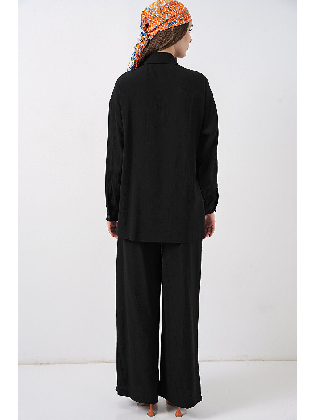 Kadın Bağcıklı Tunik Pantolon İkili Takım 6752 - Siyah-5