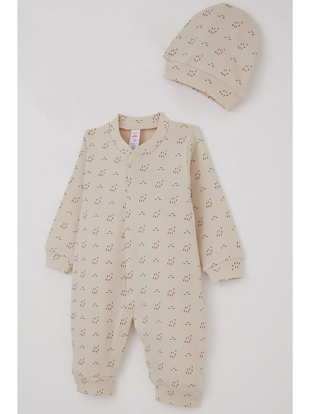 Erkek Bebek Tulum Desenli Bej (0-6 Ay)-2