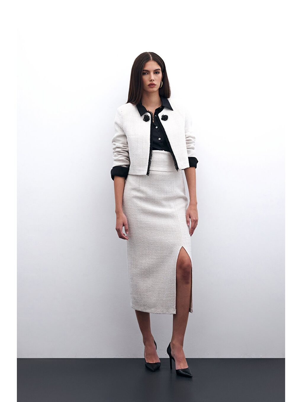 Bej Tüvit Kalem Etek - Taş