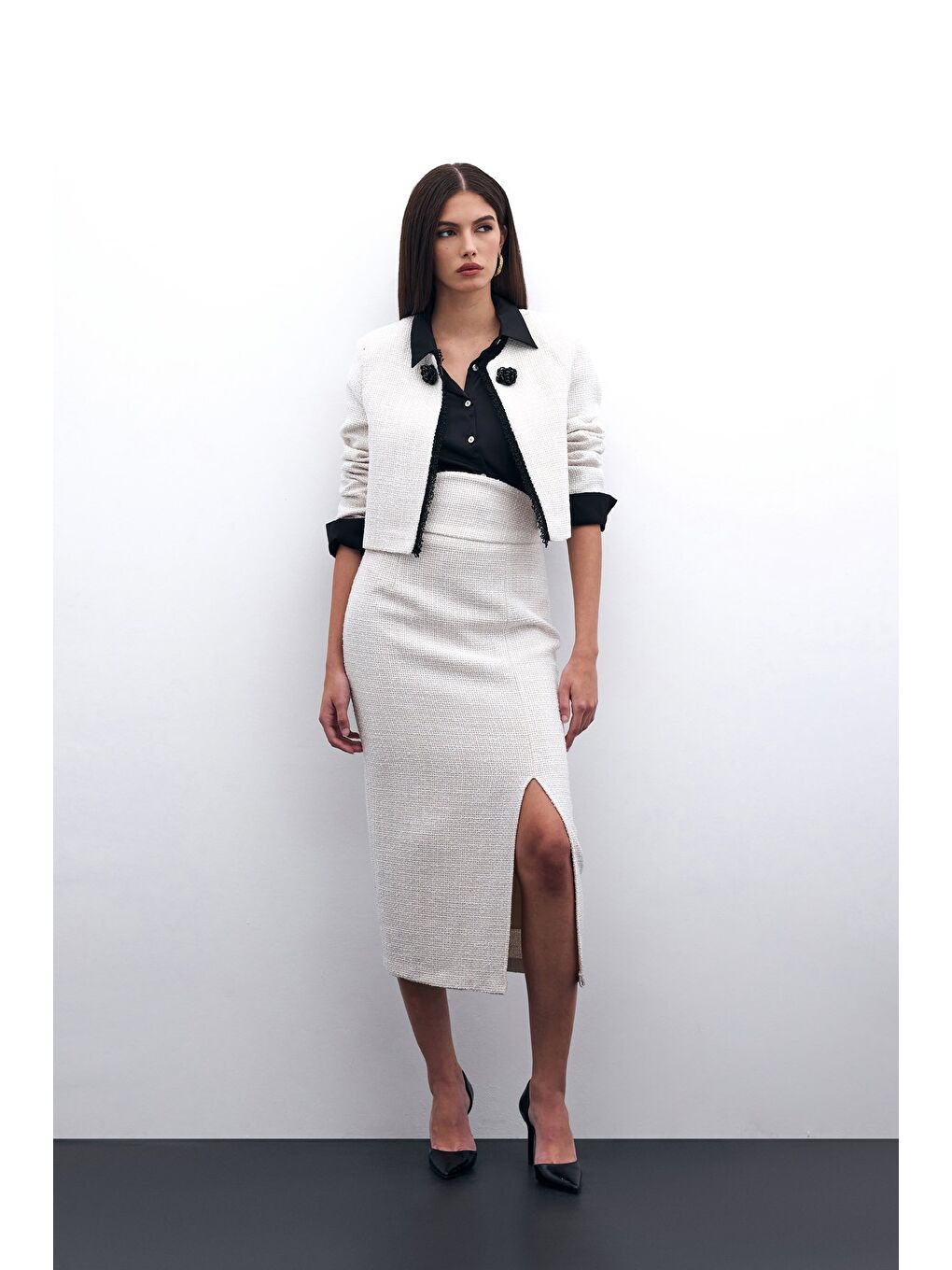 Bej Tüvit Kalem Etek - Taş-1