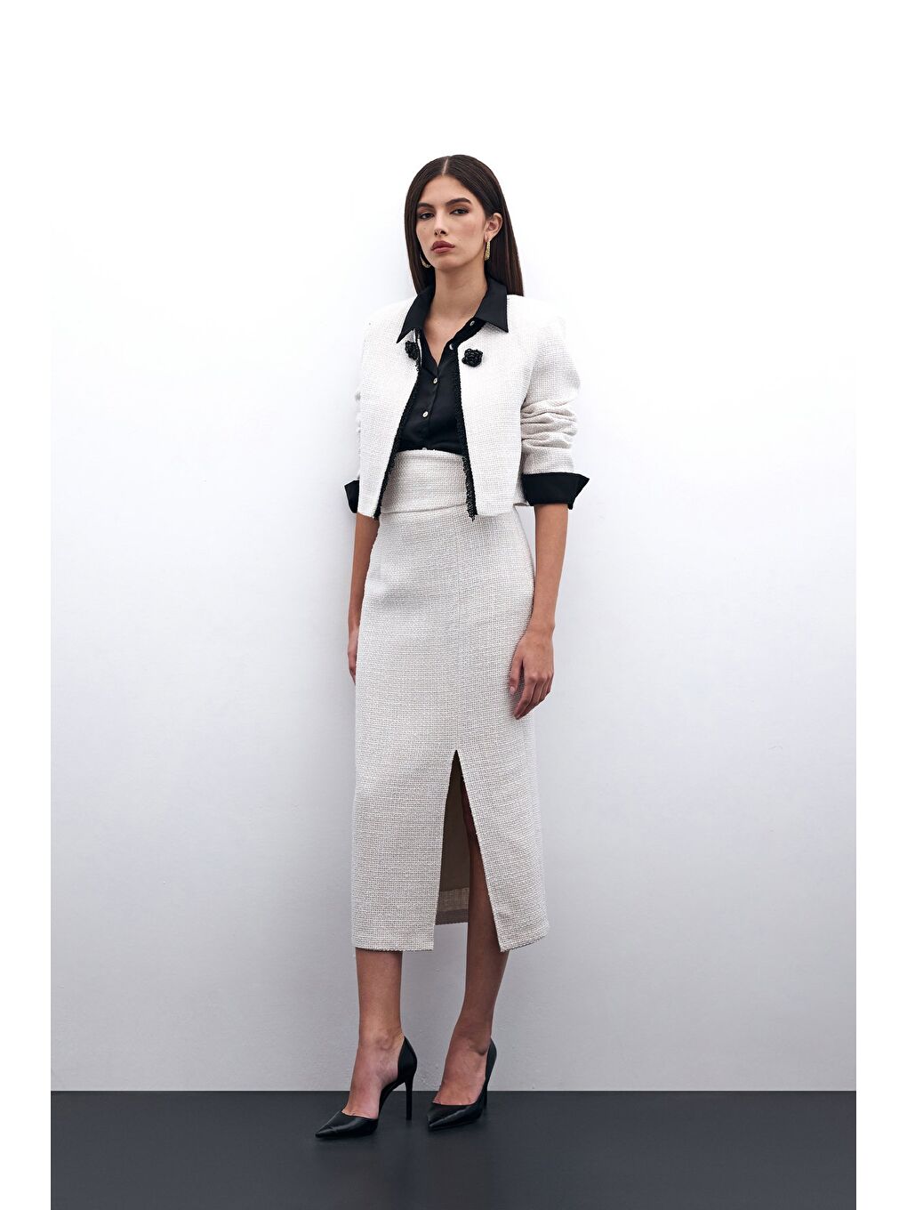 Bej Tüvit Kalem Etek - Taş-2