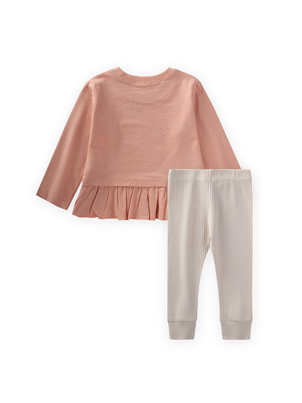 Turuncu Tavşan Baskılı Eteği Fırfırlı Taytlı Takım 1-6 Yaş Yavruağzı-1