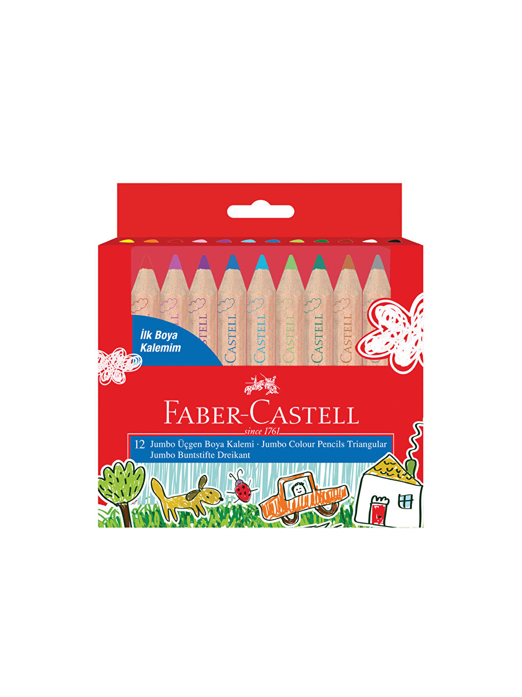 İlk Boya Kalemim Jumbo Yarım Boy 12 Renk, Ergonomik Tasarım, Canlı Renkler