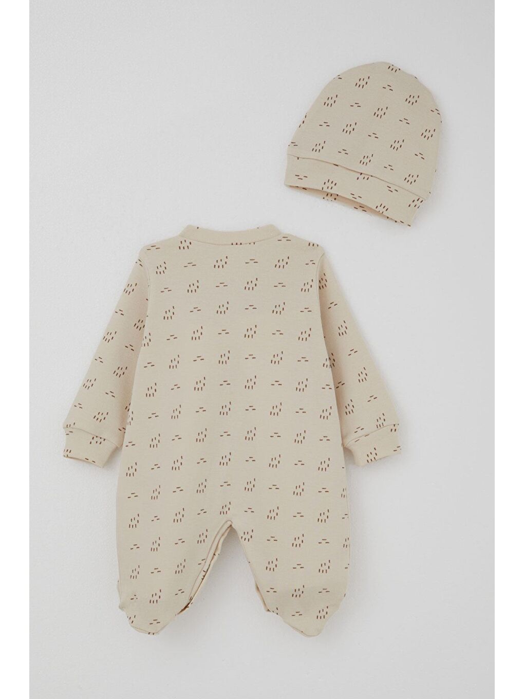 Erkek Bebek Patikli Tulum Desenli Bej (0-6 Ay)-1
