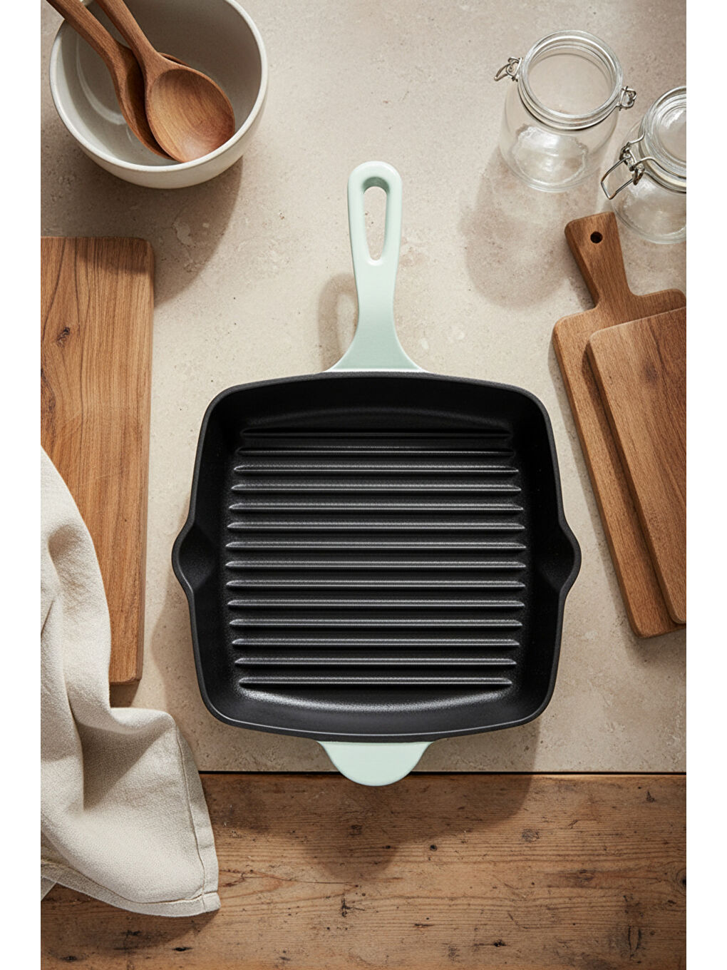 Intensa Döküm Kare Tava Yeşil 26cm-3