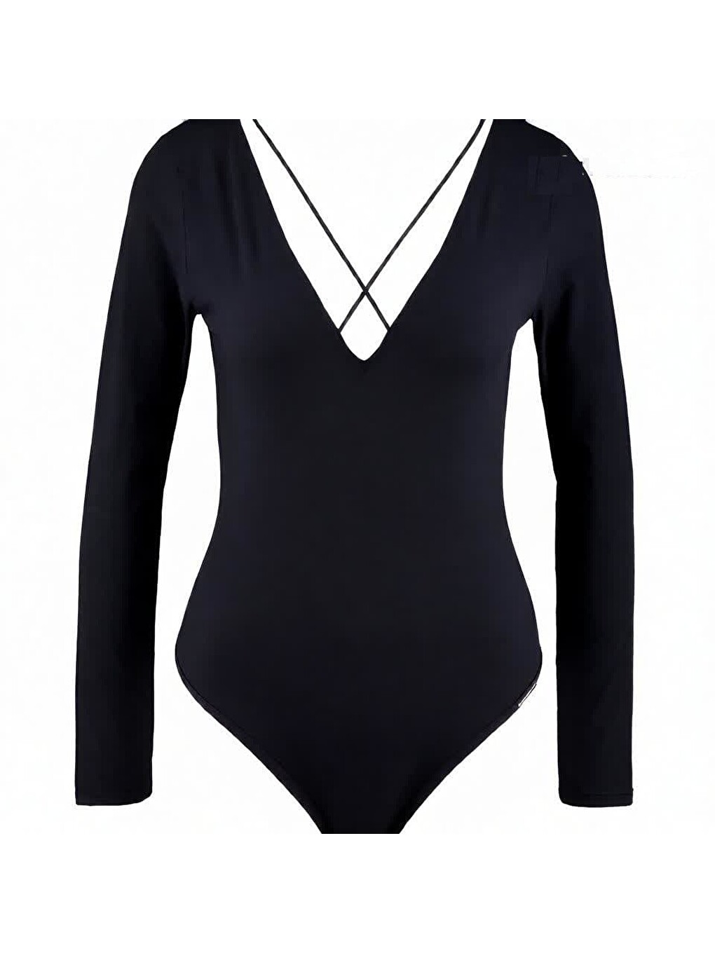 Kadın Uzun Kollu Pamuk Kumaş Siyah Body Bb2166-2