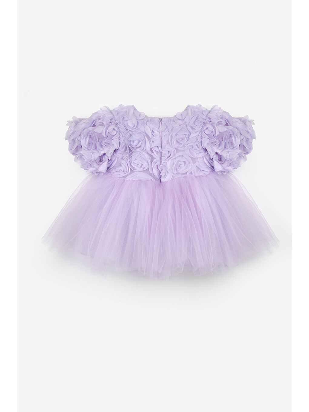 Lila Gül Detaylı Kız Bebek Elbise - Elina-1