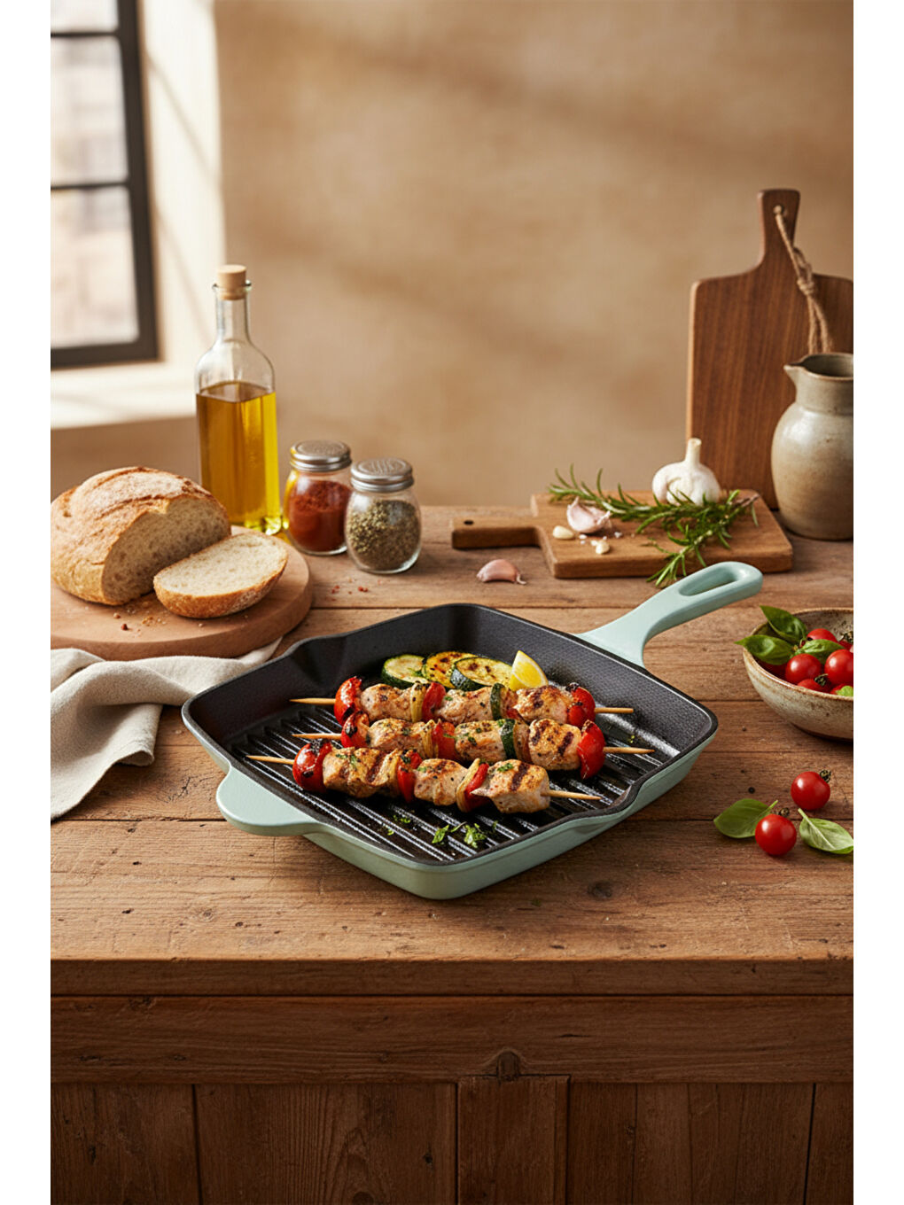 Intensa Döküm Kare Tava Yeşil 26cm-4