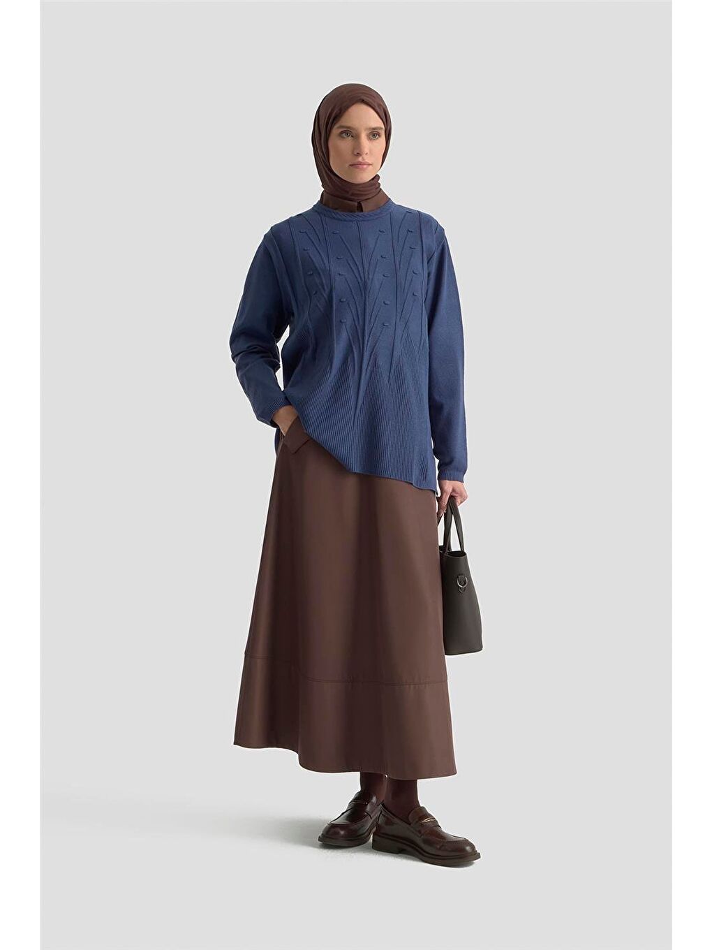 Başak Desenli Kazak 25Kd7006 İndigo