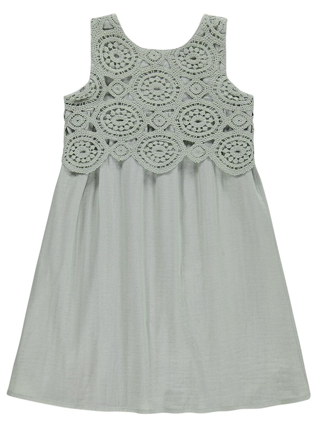 Girls Dantelli 10-13 Yaş Elbise - Yeşil-2