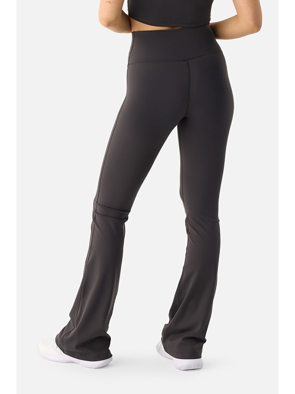 Gri Liora Yumuşak Kumaş Geniş Paça Füme Tayt Pantolon-5