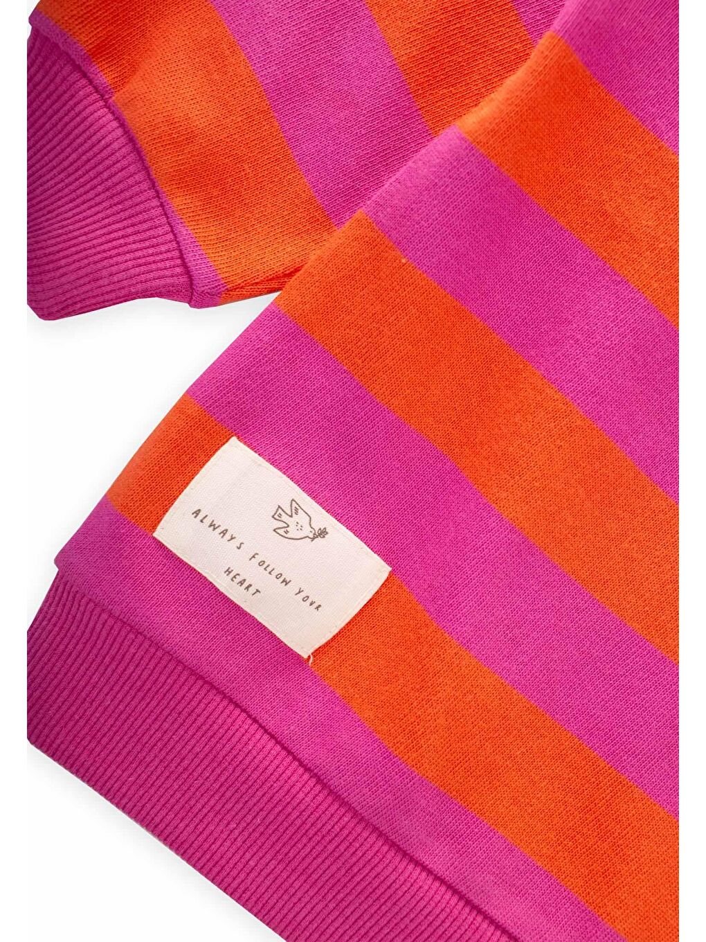 Çizgili Triko Sweatshırt 2-12 Yaş Turuncu Fuşya-2