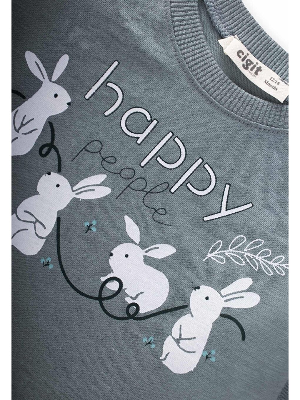 Tavşan Baskılı Eteği Fırfırlı Taytlı Takım 1-6 Yaş Çağla Yeşil-2