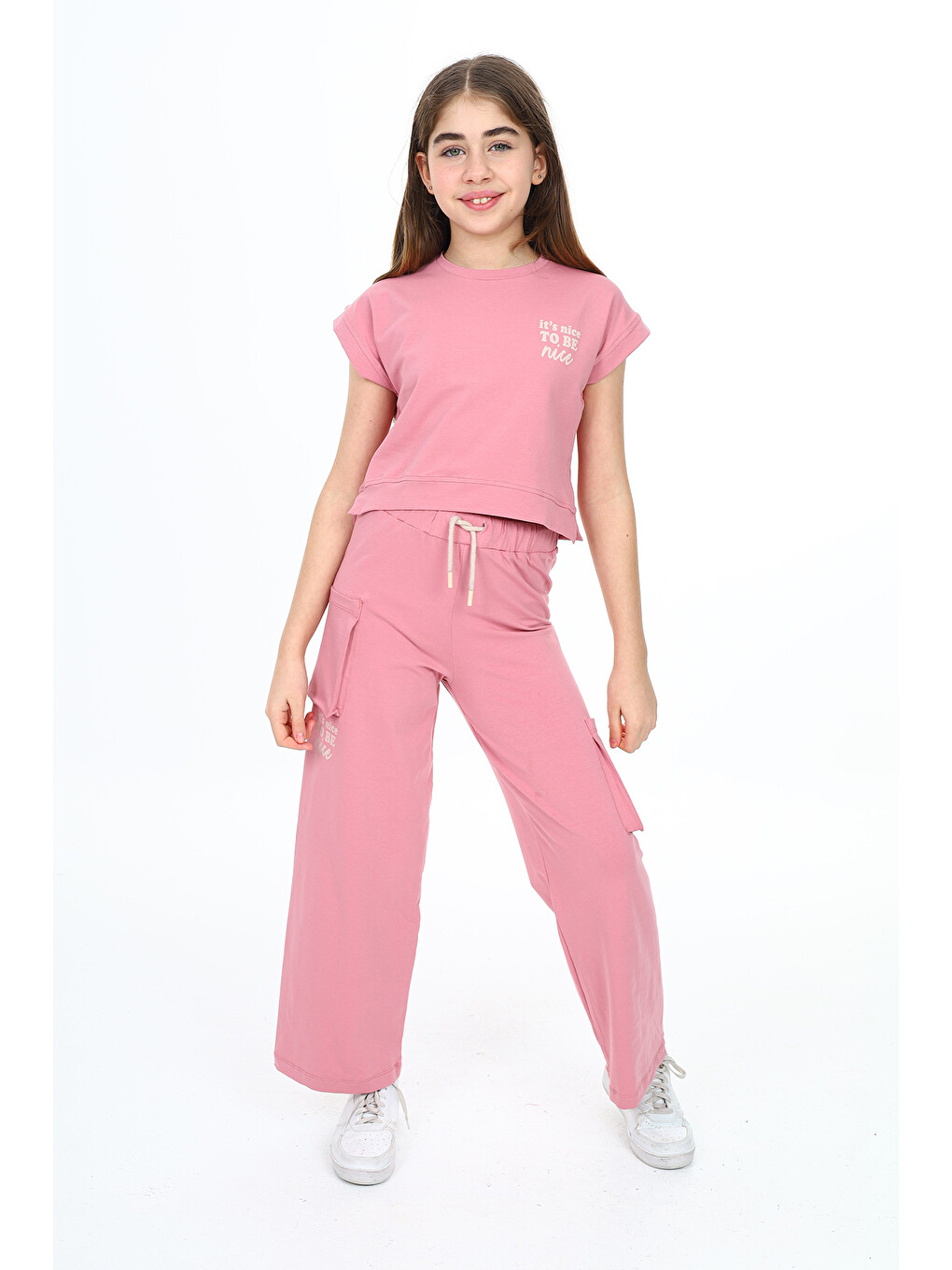 Pembe Kız Çocuk Baskılı Eşofman Takım-1