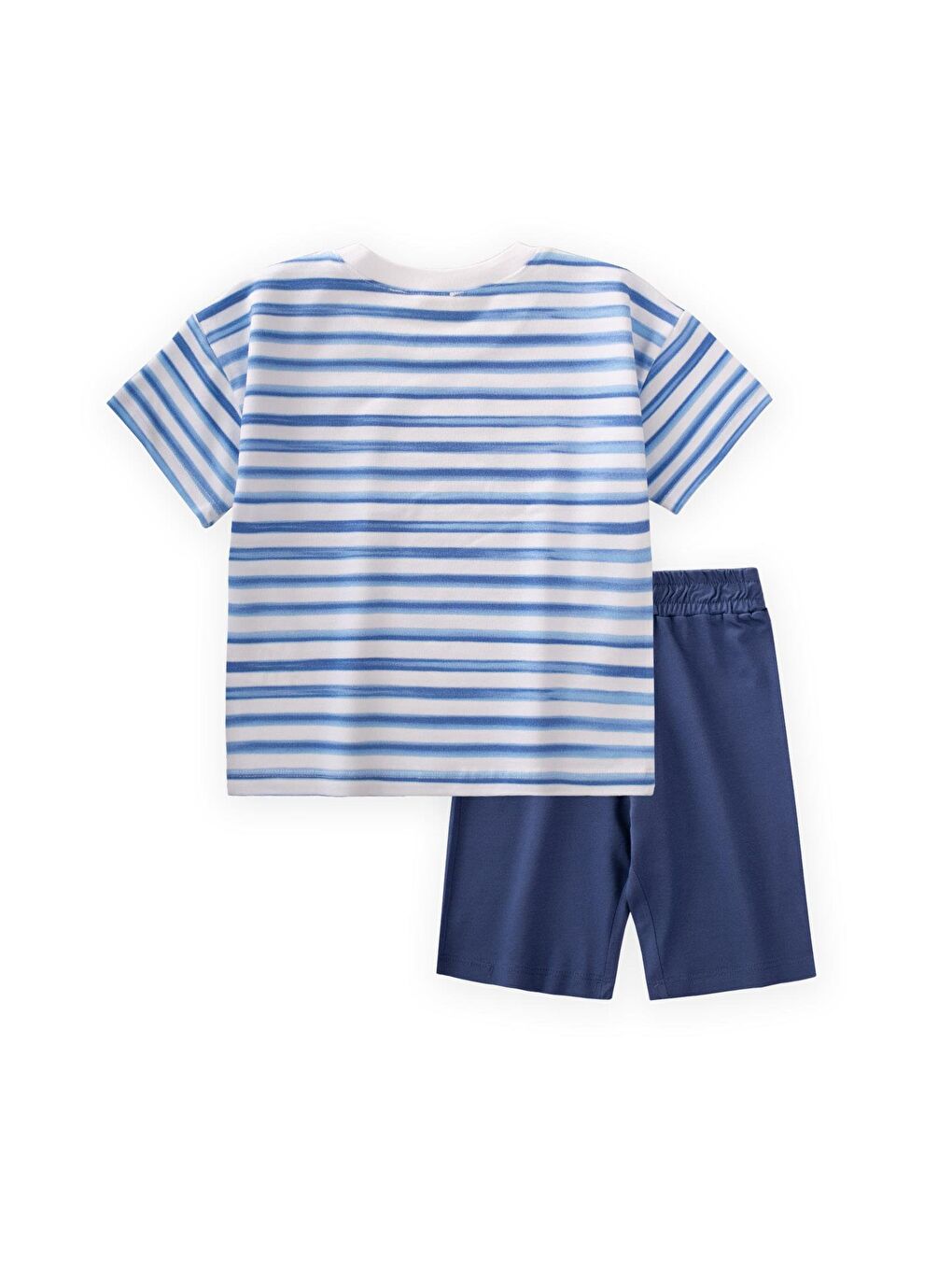 Çizgili Basic Kapri Takım 1-8 Yaş Ekru-1