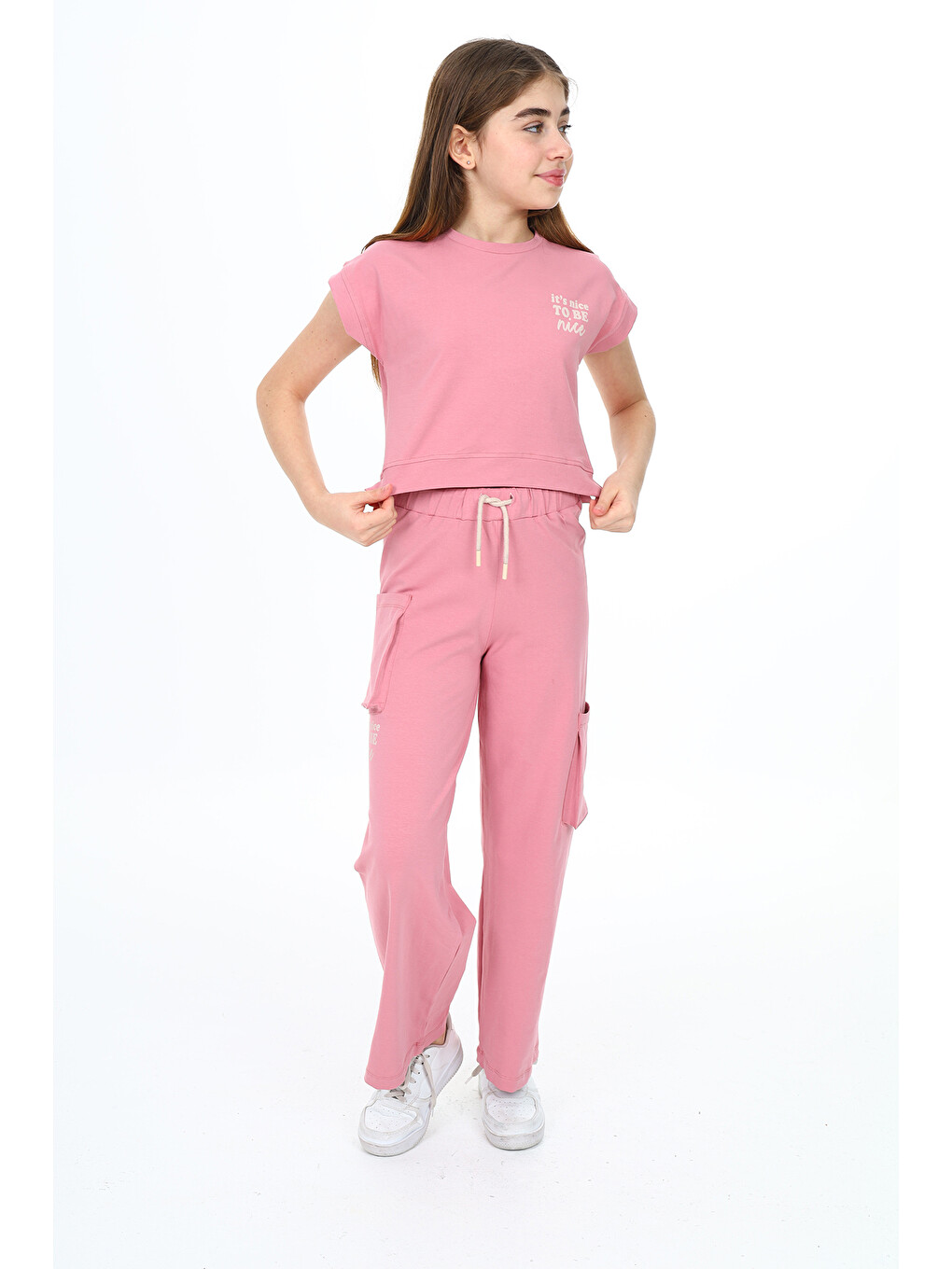 Pembe Kız Çocuk Baskılı Eşofman Takım-2