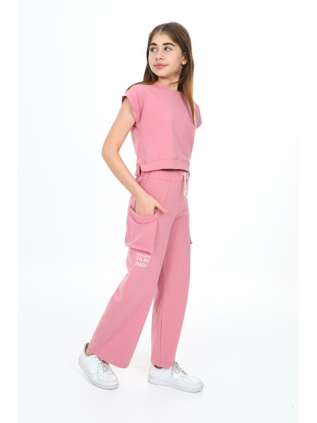 Pembe Kız Çocuk Baskılı Eşofman Takım-3