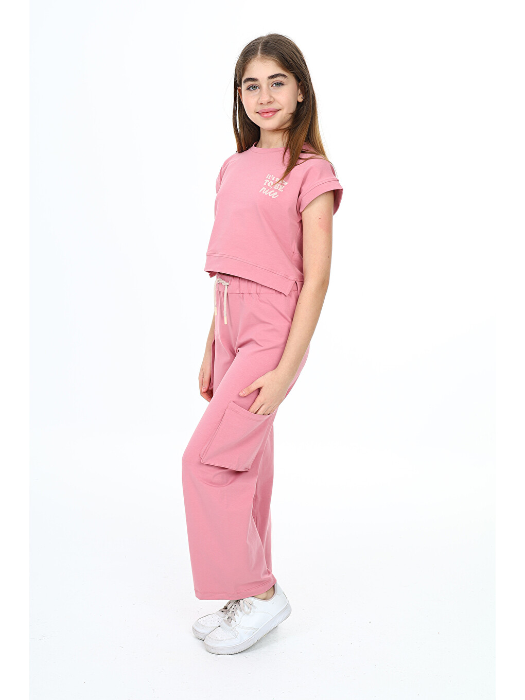 Pembe Kız Çocuk Baskılı Eşofman Takım-4