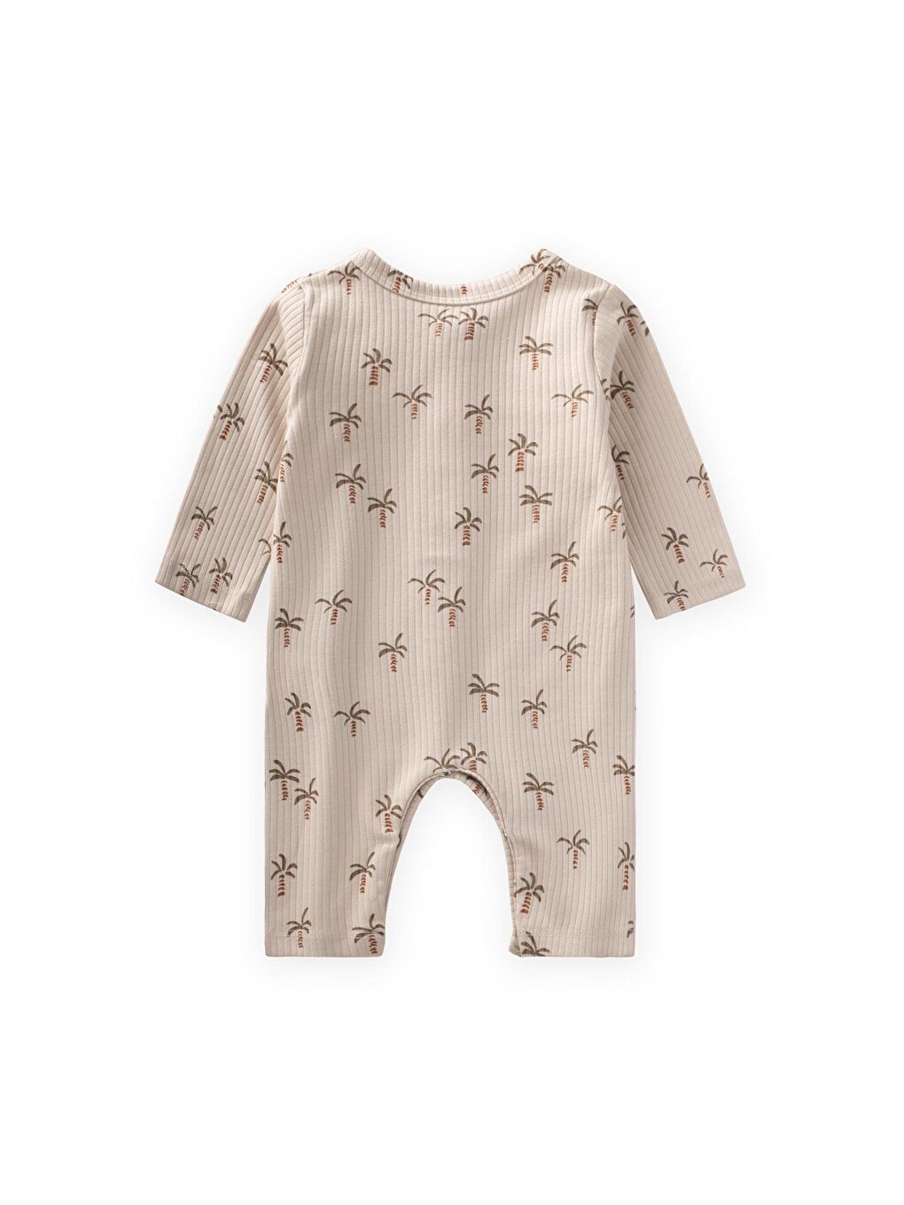 Ekru Baskılı Tulum 0-3 Yaş Palmiye Desen-1