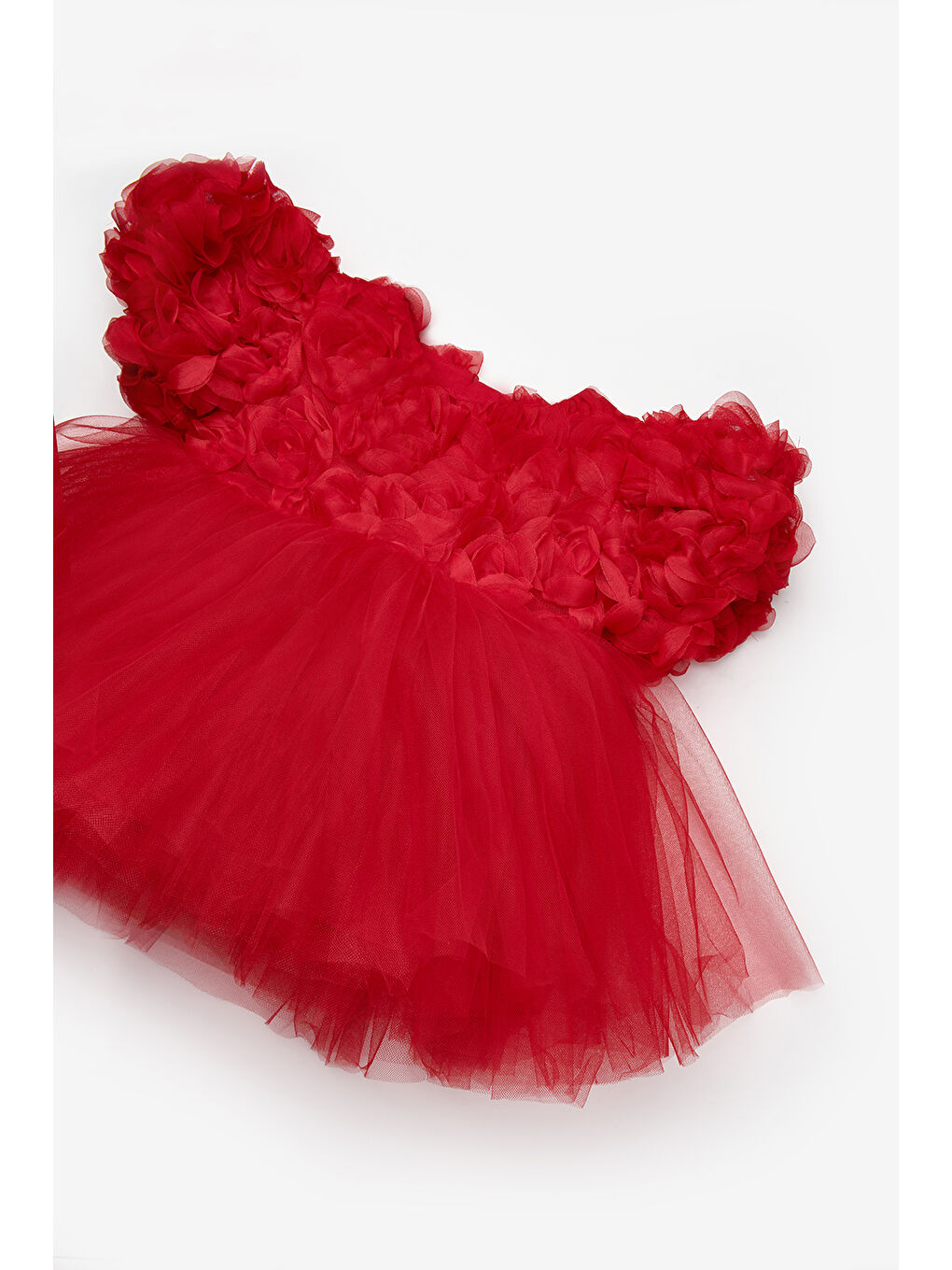 Kırmızı Gül Detaylı Kız Bebek Elbise - Elina-2